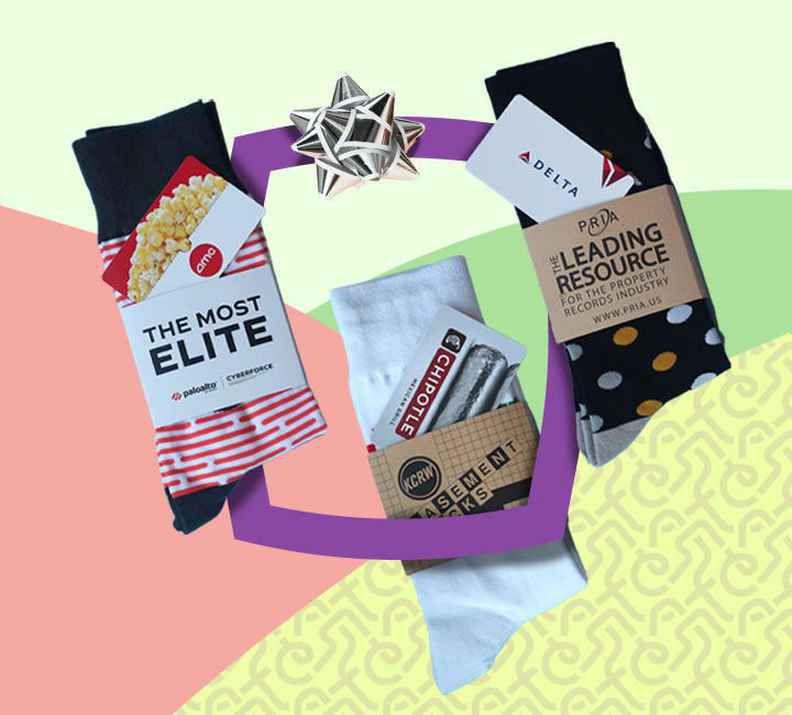 3 custom logo socks for corporate giveaways